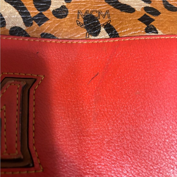 MCM Tan and Red Leopard Tote - Picture 6 of 12